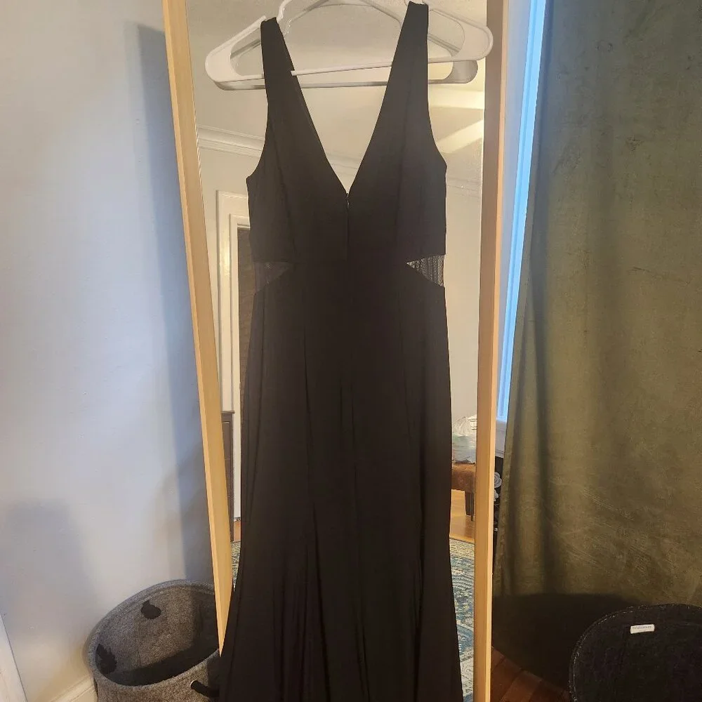 XSCAPE Petite Illusion-Inset Mermaid Gown Formal - Picture 2 of 7